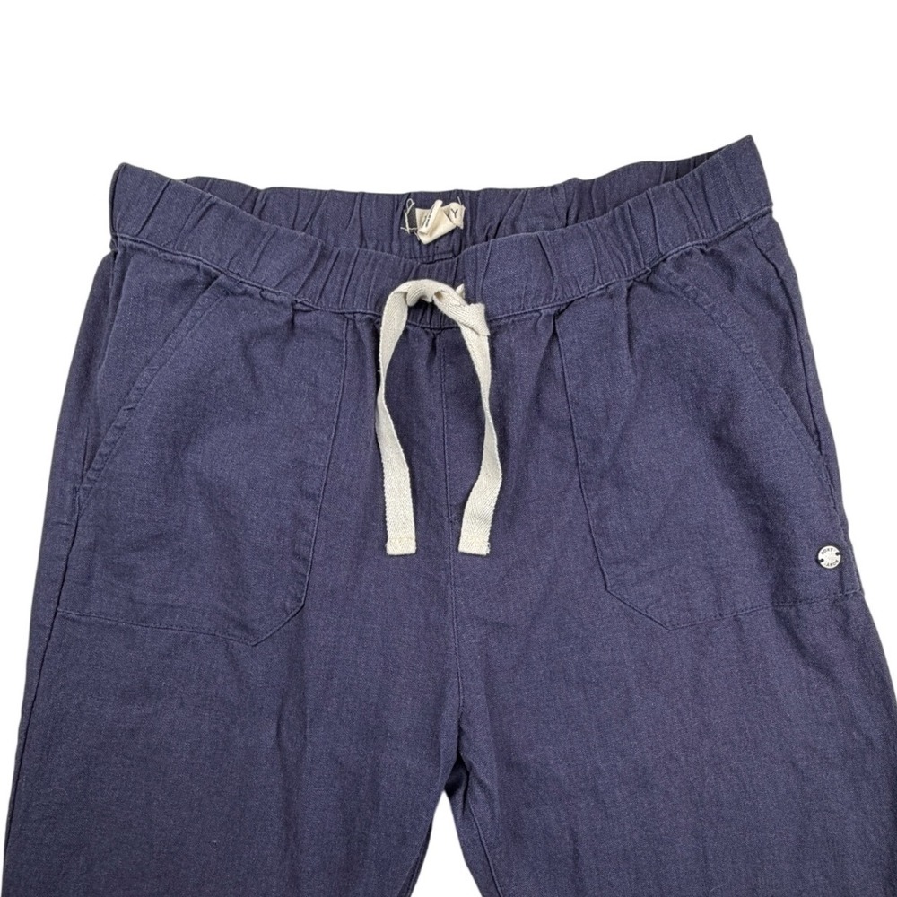 Roxy Oceanside Navy Blue Linen Blend Drawstring Beach Pants Small